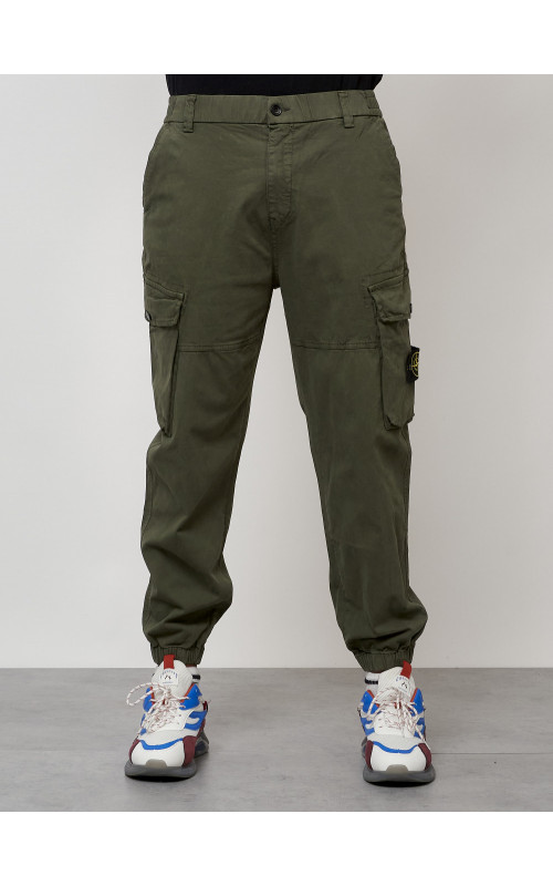 Мужские брюки карго с накладными карманами, хаки в Тюмени