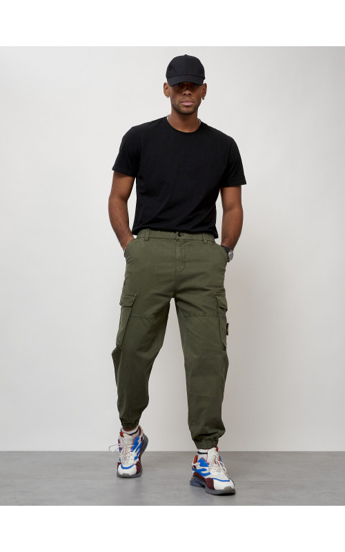 Мужские брюки карго с накладными карманами, хаки в Тюмени