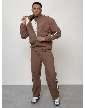 Мужской спортивный костюм для модных образов, коричневый, для спорта. в Тюмени