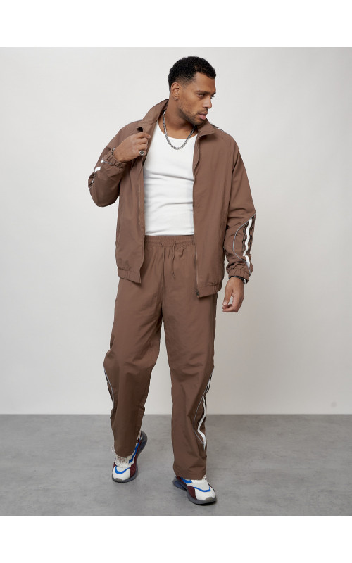 Мужской спортивный костюм для модных образов, коричневый, для спорта. в Тюмени