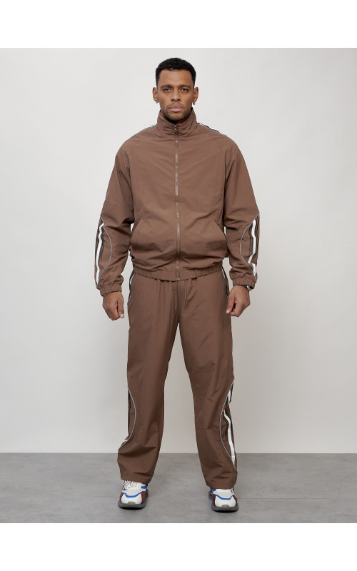 Мужской спортивный костюм для модных образов, коричневый, для спорта. в Тюмени