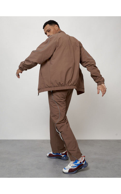 Мужской спортивный костюм для модных образов, коричневый, для спорта. в Тюмени