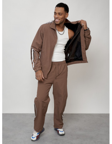 Мужской спортивный костюм для модных образов, коричневый, для спорта. в Тюмени