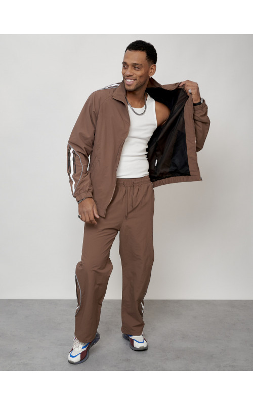 Мужской спортивный костюм для модных образов, коричневый, для спорта. в Тюмени