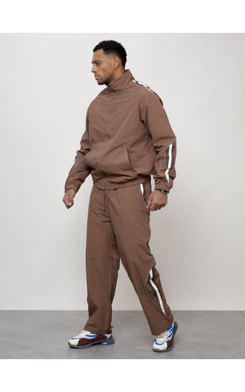 Мужской спортивный костюм для модных образов, коричневый, для спорта. в Тюмени