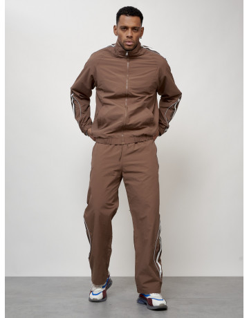 Мужской спортивный костюм для модных образов, коричневый, для спорта. в Тюмени