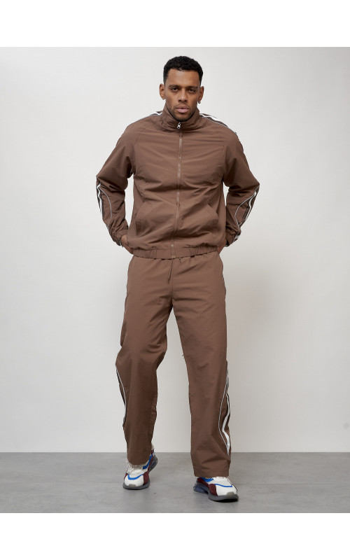 Мужской спортивный костюм для модных образов, коричневый, для спорта. в Тюмени