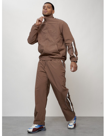 Мужской спортивный костюм для модных образов, коричневый, для спорта. в Тюмени