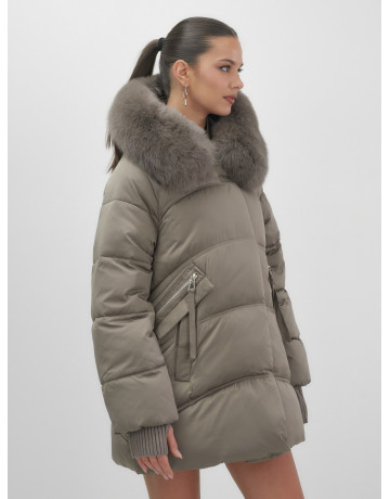 Пуховик с песцовым мехом, сезон осень-зима 2025, для женщин