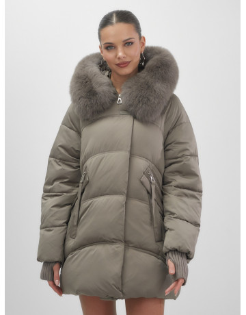 Пуховик с песцовым мехом, сезон осень-зима 2025, для женщин