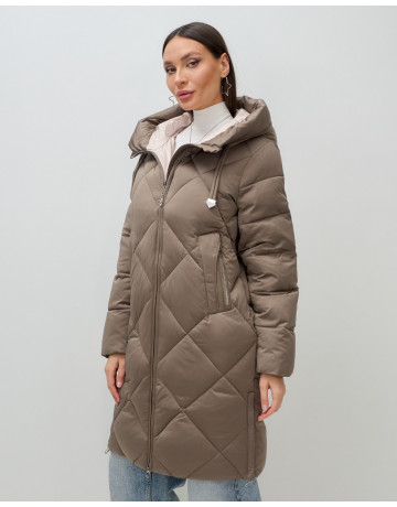 Длинный женский пуховик с капюшоном для зимы