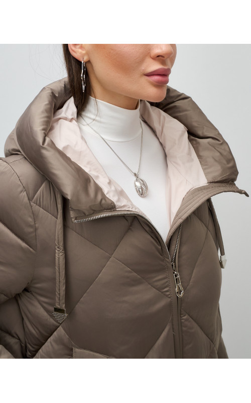 Длинный женский пуховик с капюшоном для зимы