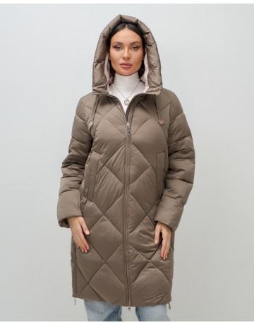 Длинный женский пуховик с капюшоном для зимы
