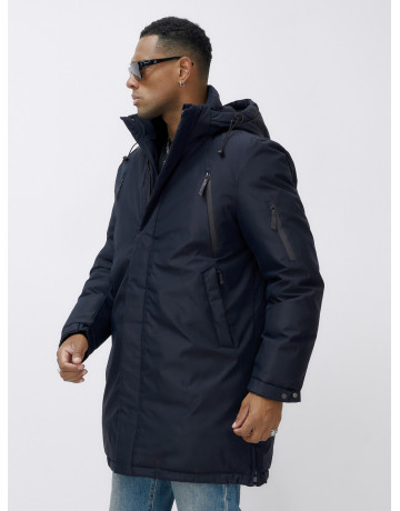 Мужская зимняя удлиненная парка тёмно-синего цвета. в Тюмени