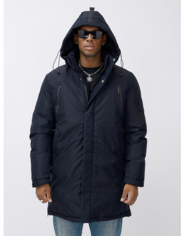 Мужская зимняя удлиненная парка тёмно-синего цвета. в Тюмени