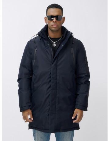 Мужская зимняя удлиненная парка тёмно-синего цвета. в Тюмени