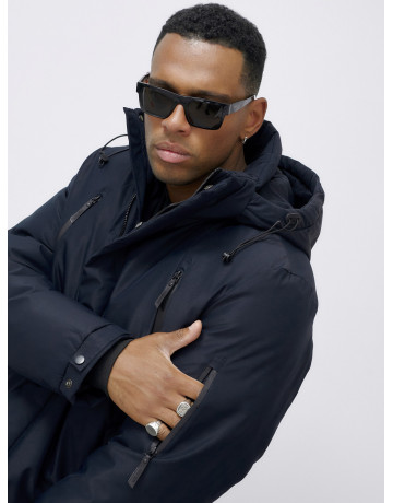 Мужская зимняя удлиненная парка тёмно-синего цвета. в Тюмени