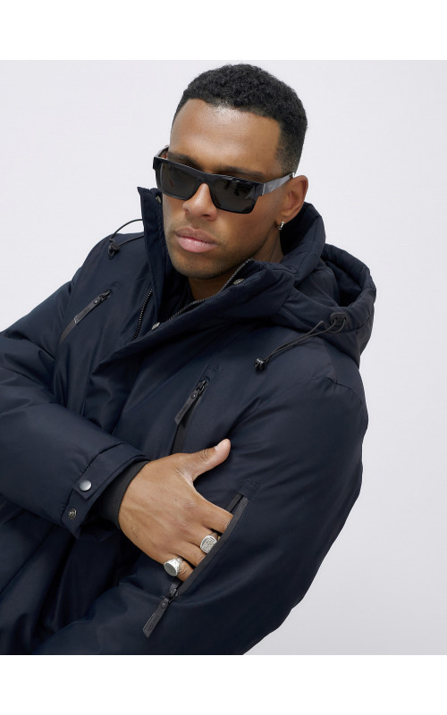 Мужская зимняя удлиненная парка тёмно-синего цвета. в Тюмени