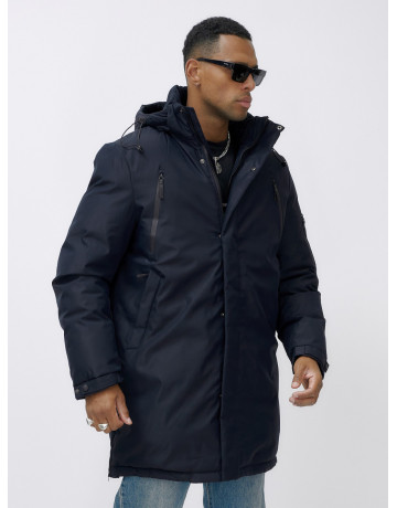 Мужская зимняя удлиненная парка тёмно-синего цвета. в Тюмени