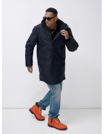 Мужская зимняя удлиненная парка тёмно-синего цвета. в Тюмени