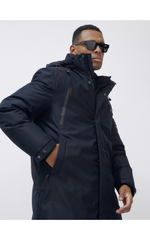 Мужская зимняя удлиненная парка тёмно-синего цвета. в Тюмени