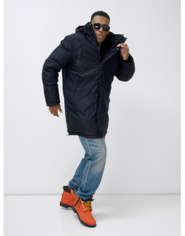 Мужская зимняя удлиненная парка тёмно-синего цвета. в Тюмени