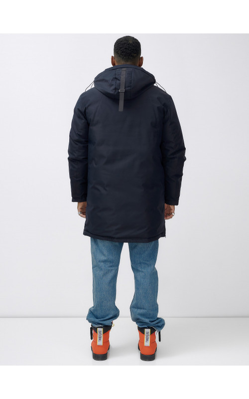 Мужская зимняя удлиненная парка тёмно-синего цвета. в Тюмени