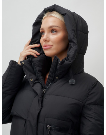 Длинный пуховик женский зимний с капюшоном чёрный в Тюмени