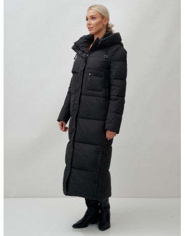 Длинный зимний пуховик с капюшоном для женщин