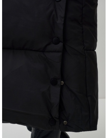 Длинный пуховик женский зимний с капюшоном чёрный в Тюмени