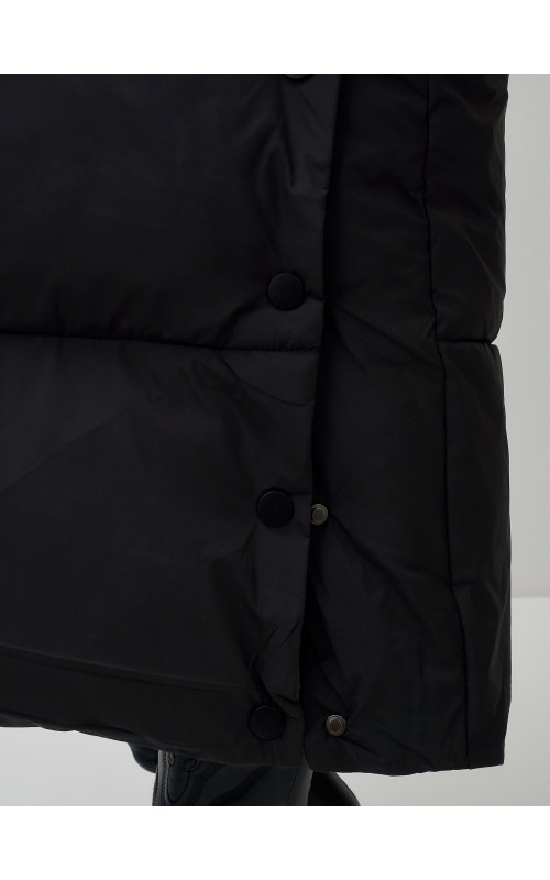 Длинный пуховик женский зимний с капюшоном чёрный в Тюмени