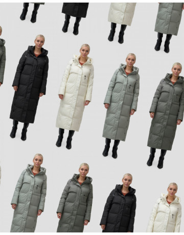 Длинный пуховик женский зимний с капюшоном чёрный в Тюмени