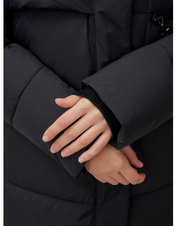 Длинный пуховик женский зимний с капюшоном чёрный в Тюмени