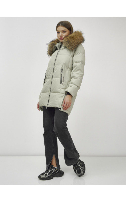 Пуховик женский зимний премиум светло-зелёный. в Тюмени