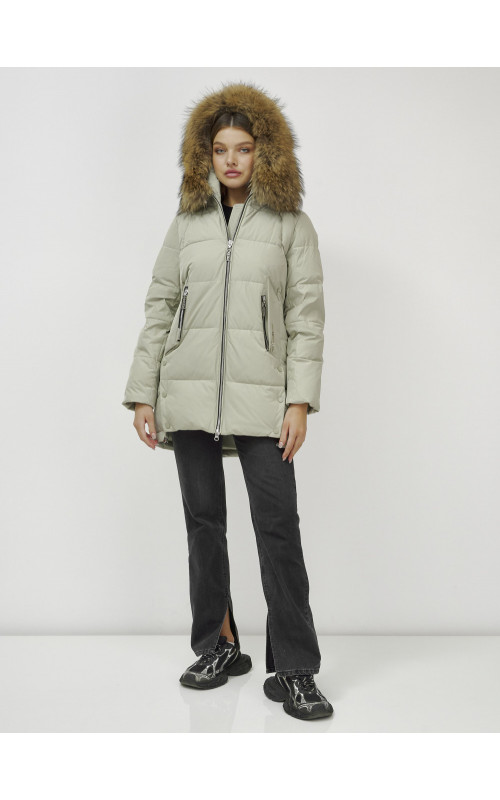 Пуховик женский зимний премиум светло-зелёный. в Тюмени