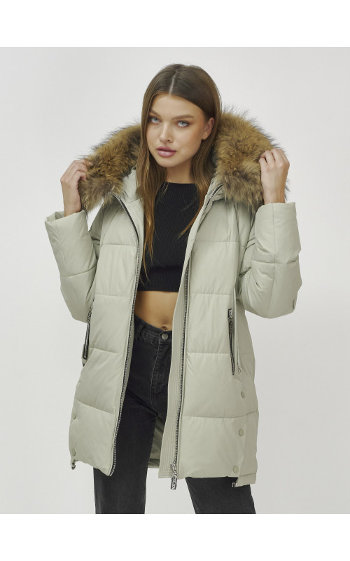 Пуховик женский зимний премиум светло-зелёный. в Тюмени