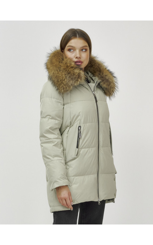 Пуховик женский зимний премиум светло-зелёный. в Тюмени