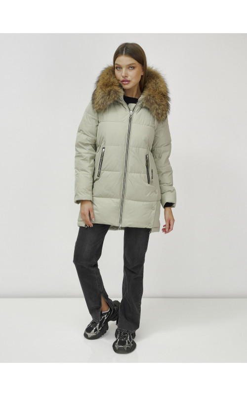 Пуховик женский зимний премиум светло-зелёный. в Тюмени