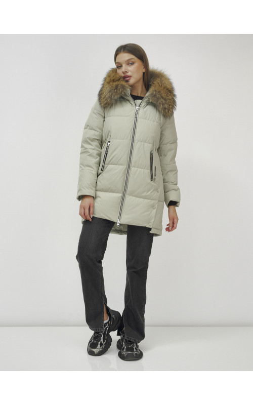 Пуховик женский зимний премиум светло-зелёный. в Тюмени