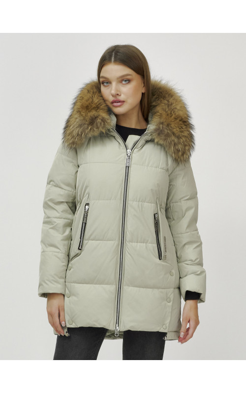 Пуховик женский зимний премиум светло-зелёный. в Тюмени
