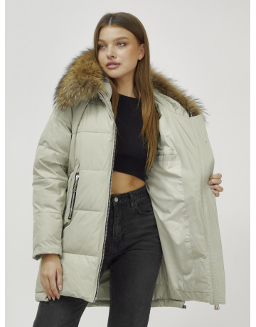 Пуховик женский зимний премиум светло-зелёный. в Тюмени