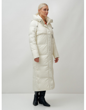 Длинный зимний пуховик с капюшоном для женщин