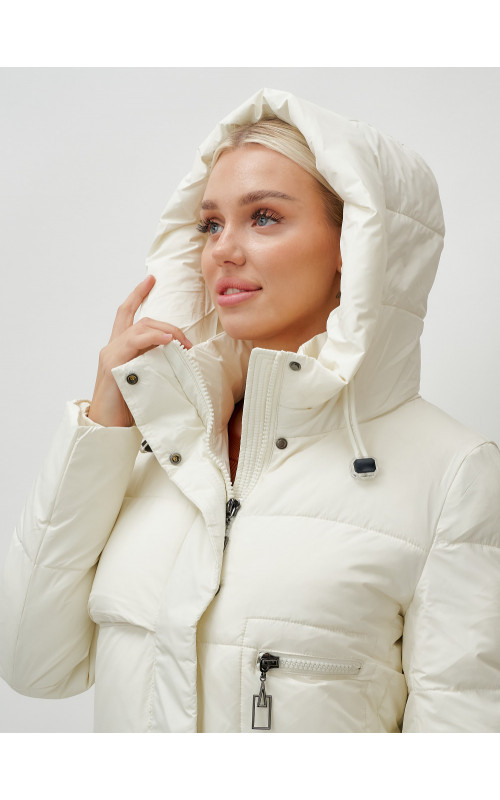 Длинный зимний пуховик с капюшоном для женщин