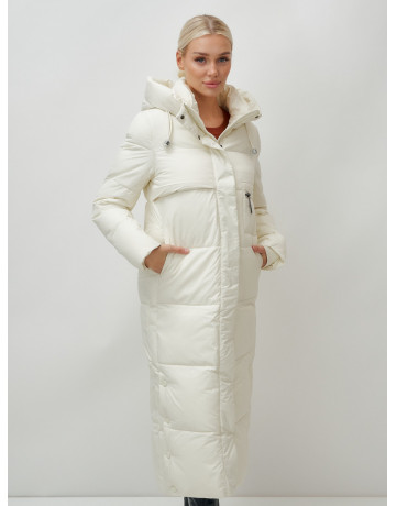 Длинный зимний пуховик с капюшоном для женщин