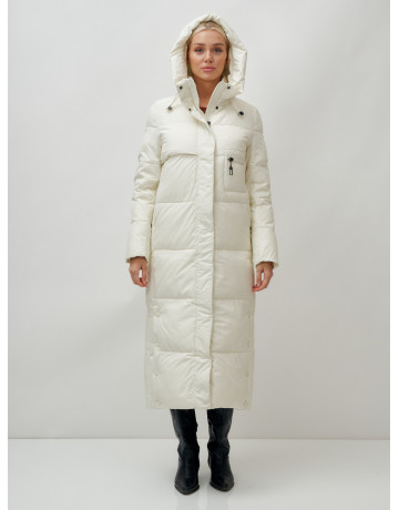 Длинный зимний пуховик с капюшоном для женщин