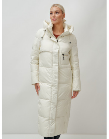 Длинный зимний пуховик с капюшоном для женщин