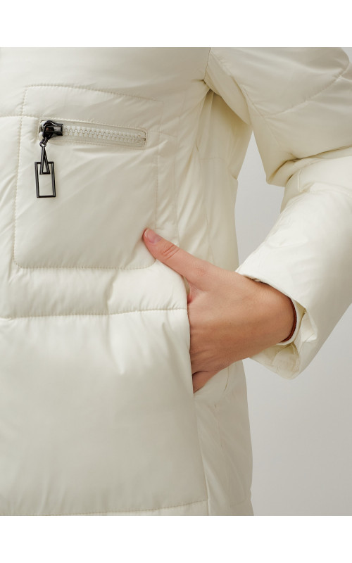 Длинный зимний пуховик с капюшоном для женщин