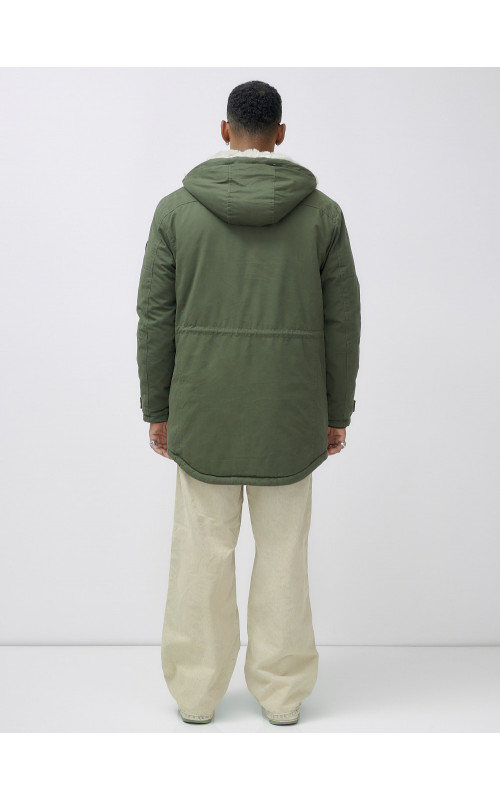 Мужская зимняя удлиненная парка с мехом цвета хаки для активного отдыха в Тюмени