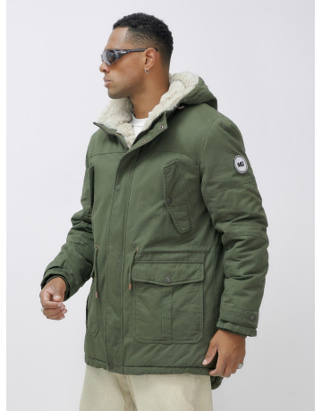 Мужская зимняя удлиненная парка с мехом цвета хаки для активного отдыха в Тюмени