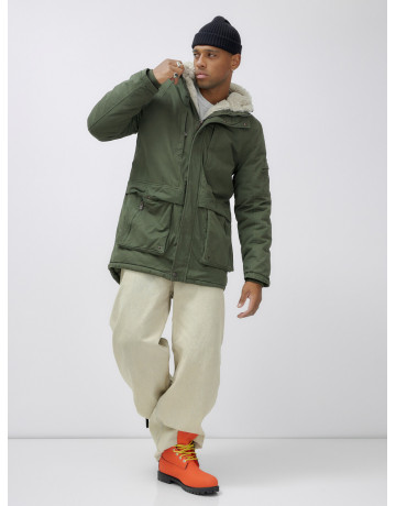 Мужская зимняя парка удлинённая с мехом, цвет хаки. в Тюмени